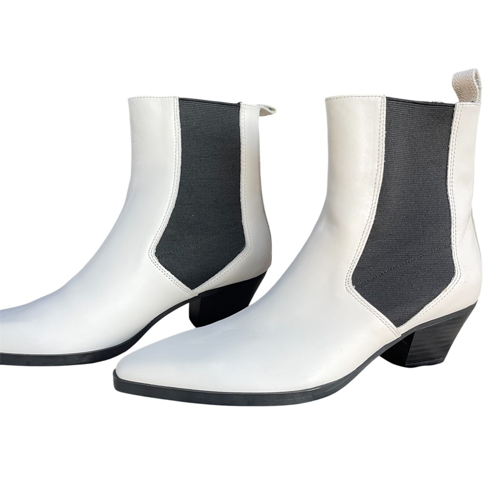 ZARA white heeled white comboy ankle boots with elastic panels Size 37